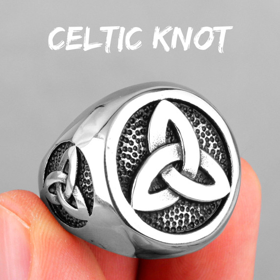 Solid Stainless Steel No Fade Celtic Knot Viking Symbol Casual Wear Rings