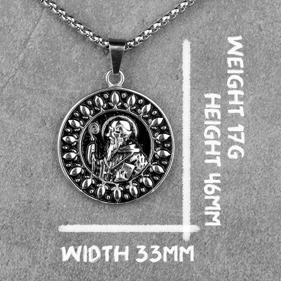 Stainless Steel Holy Benedict No Fade Mens Cross Pendant Chain Necklace