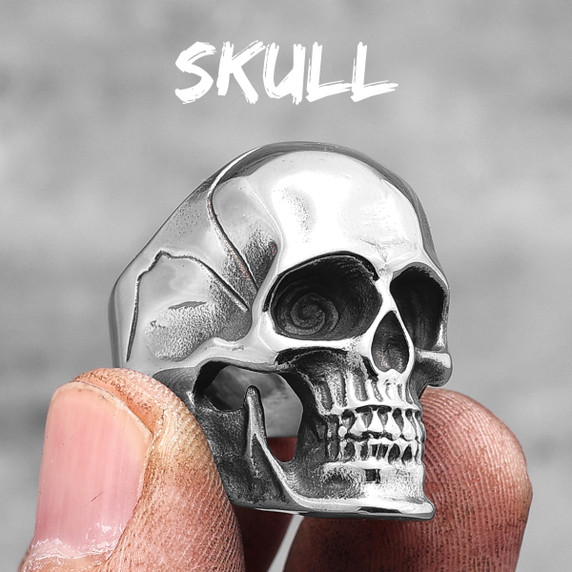 Mens 316L Stainless Steel Dominant Man Skull Street Wear Rings