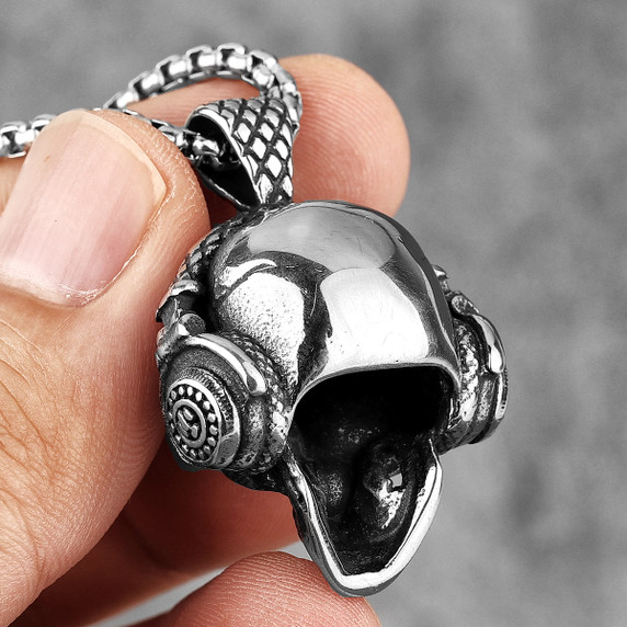 Death By Stereo Hip Hop Rock Skull Headphones 316L No Fade Stainless Pendant