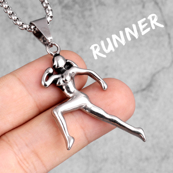 14k Gold Silver Women's Olympic Runner Competition Chain Necklace