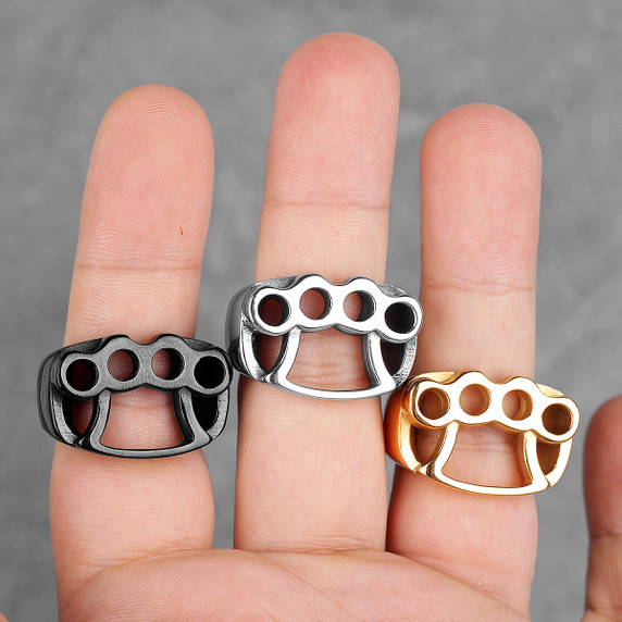 Mens No Fade 316L Stainless Steel Brass Knuckles Street Wear Hip Hop Rings