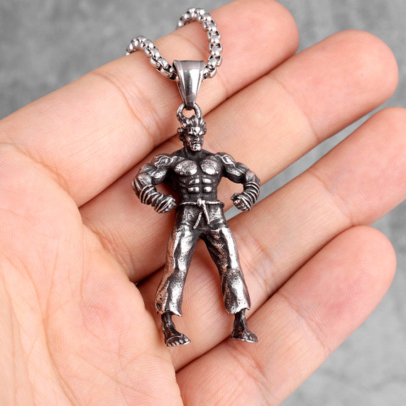 Mens Kung Fu 316L Taekwondo Master Street Wear Pendant Chain Necklace