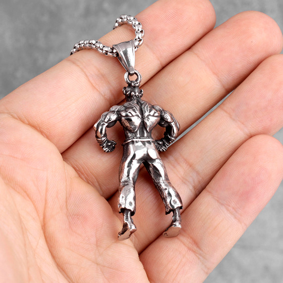 Mens Kung Fu 316L Taekwondo Master Street Wear Pendant Chain Necklace