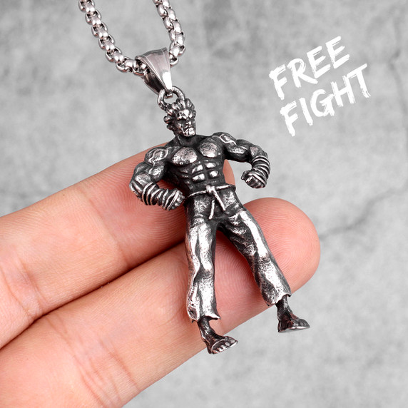 Mens Kung Fu 316L Taekwondo Master Street Wear Pendant Chain Necklace