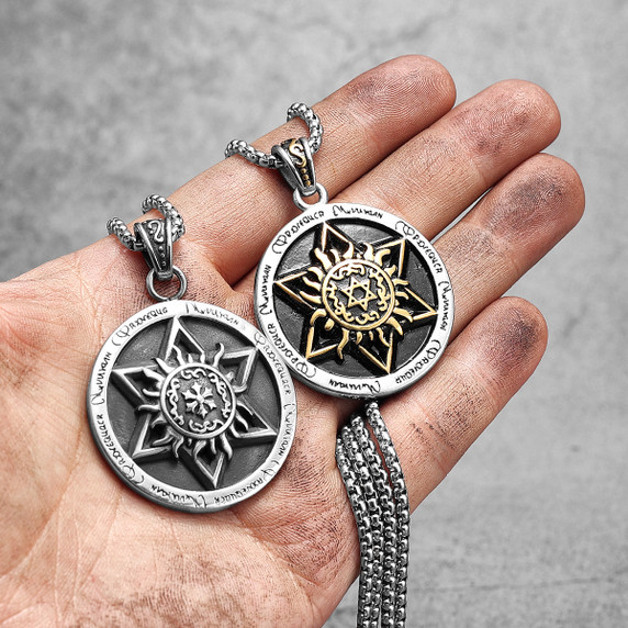 Mens Star Of David Spiritual Medallion No Fade Stainless Steel Pendant Chain