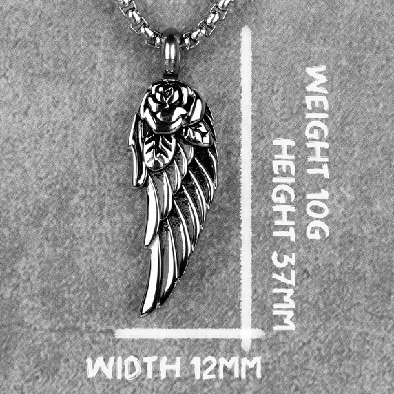 Stainless Steel 316L No Fade Angel Wing Street Wear Pendant Chain Necklace