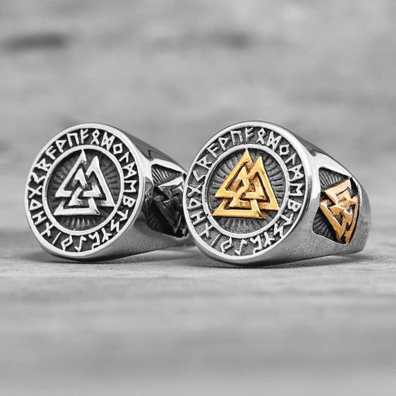 Stainless Steel No Fade Odin's Triangle Street Wear Mens Rings