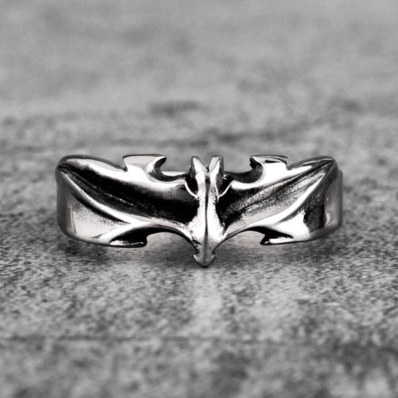 Mens Stainless Steel No Fade Gothic Vampire Bat Street Wear Rings