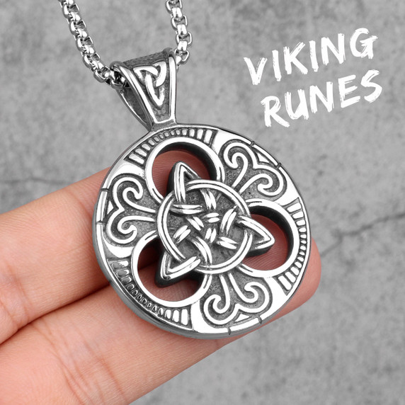 Mens 316L Stainless Steel Celtic Knot No Fade Street Wear Chain Necklaces