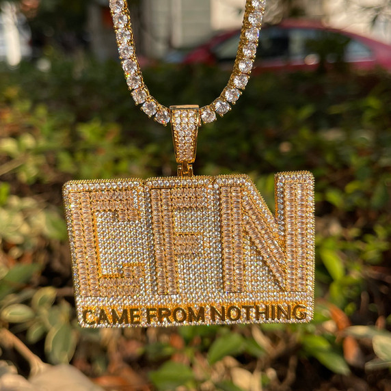 Came From Nothing | Iced VVS Diamond CZ Baguette Stone Blinged Out Pendant