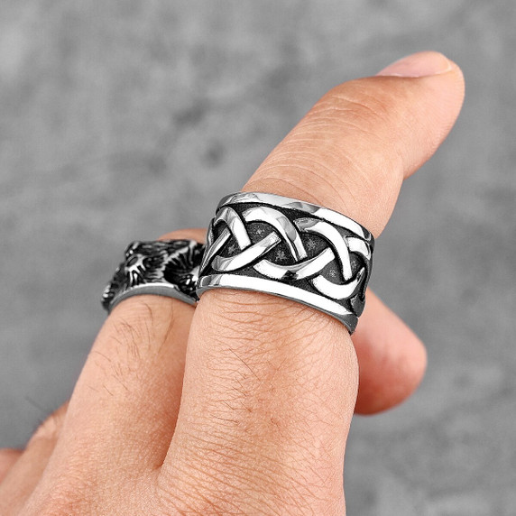 Mens Stainless Steel Celtic Knot Interweave Simple Classic Fashion Rings