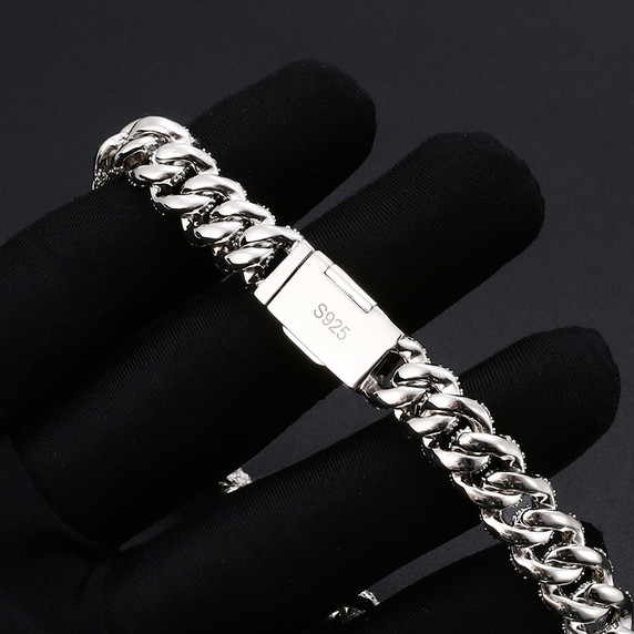 Mens Genuine VVS Diamond 925 Sterling Silver Miami Cuban Link Hip Hop Chain Necklaces