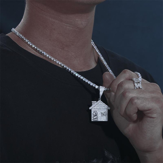 Trap House | Genuine Moissanite VVS Diamond 925 Sterling Silver Hip Hop Pendant