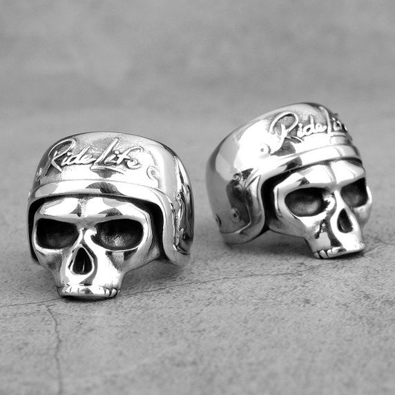 Mens No Fade Stainless Steel Biker Ride Life Street Wear Skull Rings