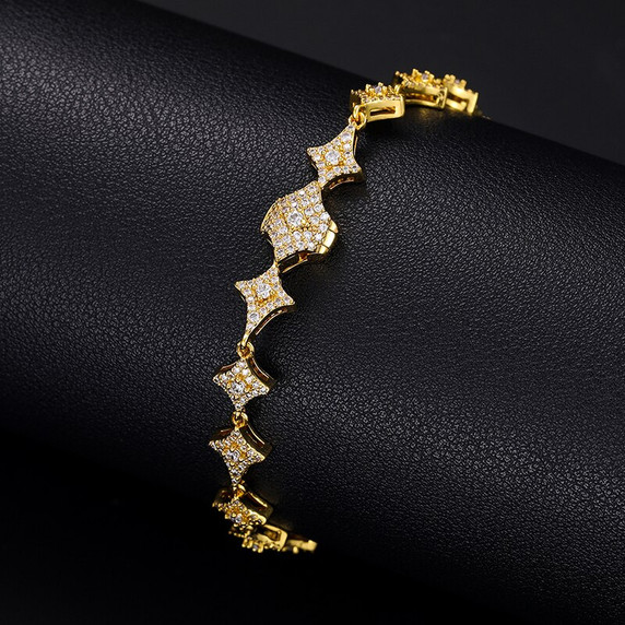 VVS Lab Diamond Solid Sterling Silver Stardust Star Studded Street Wear Bracelets
