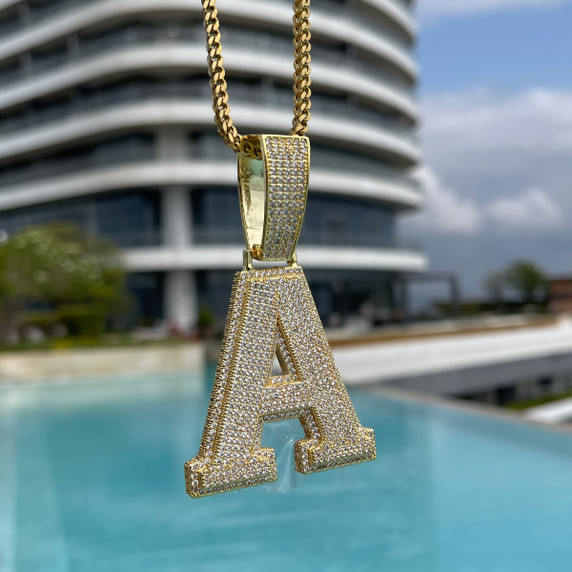 Blinged Out Double Layer Custom Ice Initial Hip Hop Chain Pendants