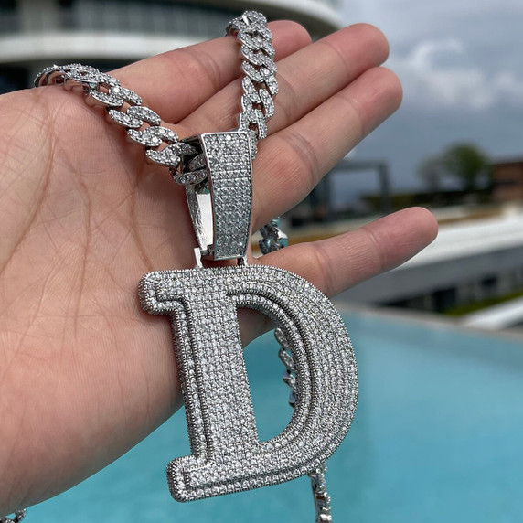 Blinged Out Double Layer Custom Ice Initial Hip Hop Chain Pendants