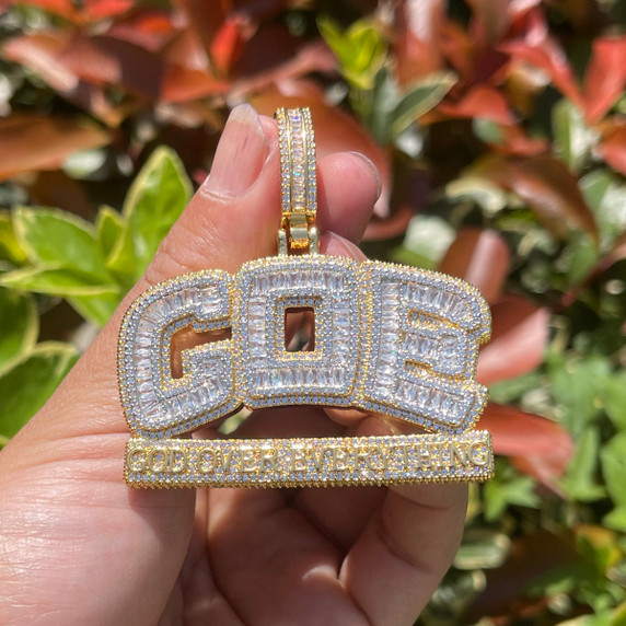 God Over Everything | Iced Baguette Blinged Out VVS Diamond CZ Pendant