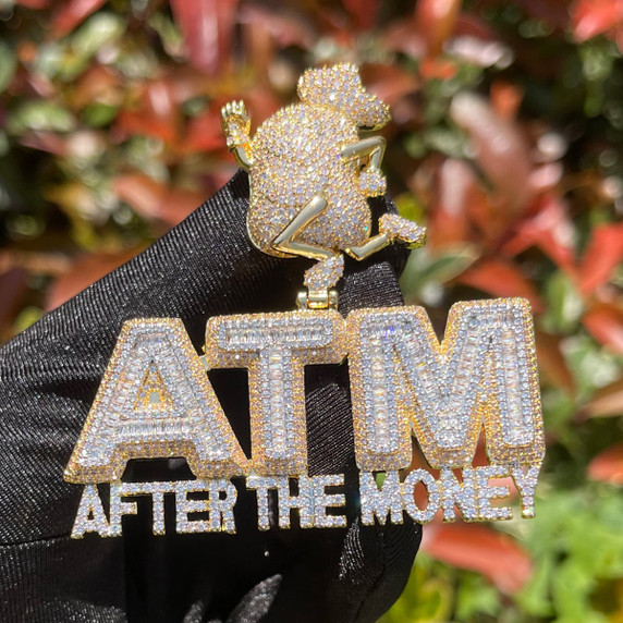 ATM | After The Money 24k Silver Rose Flooded Ice Hip Hop Chain Pendant