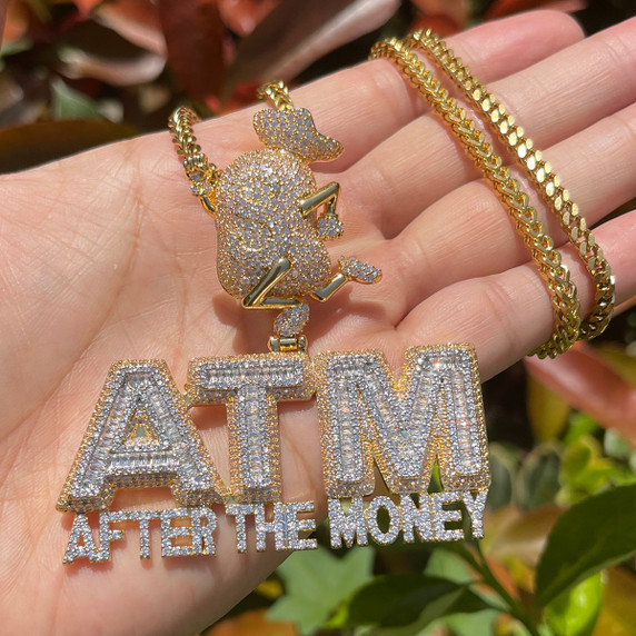 ATM | After The Money 24k Silver Rose Flooded Ice Hip Hop Chain Pendant