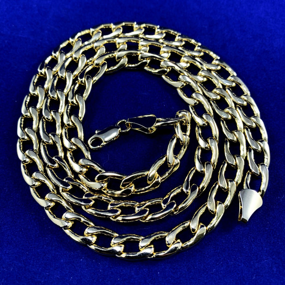 Mens 7mm 20 Inch Round Edged Cuban Link Hip Hop Chain Necklace