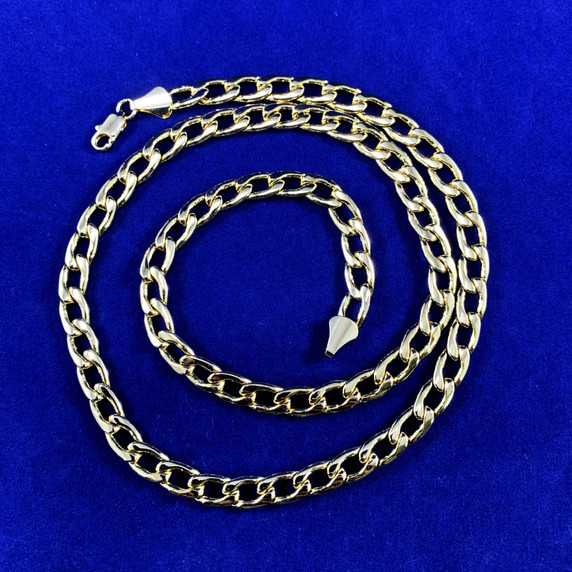Mens 7mm 24 Inch Round Edged Cuban Link  Hip Hop Chain Necklace
