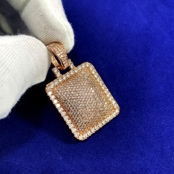 Iced Out Rose Gold Square Pendant