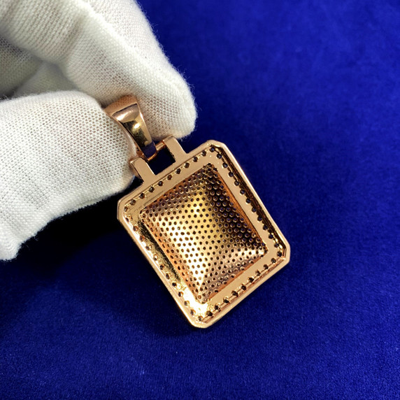 Iced Rose Gold Micro Pave Square Big Boy Hip Hop Pendant Chain Necklace