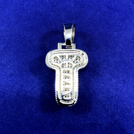 Initial T .925 Silver Plated 3AAA Micro Pave Flooded Ice Custom Bubble Letters Hip Hop Chains