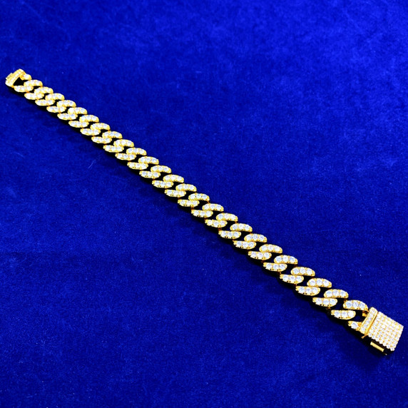 24k Gold Miami Cut Cuban Link 10mm Flooded Ice Hip Hop Bracelets