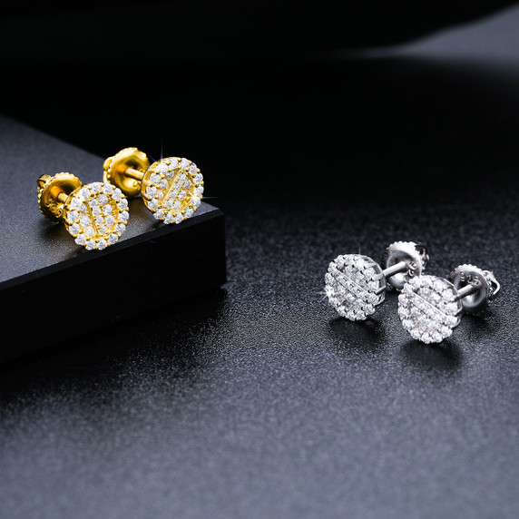 Luxury 925 Silver 15k Gold Genuine VVS Diamond Ice Clusters Hip Hop Earrings