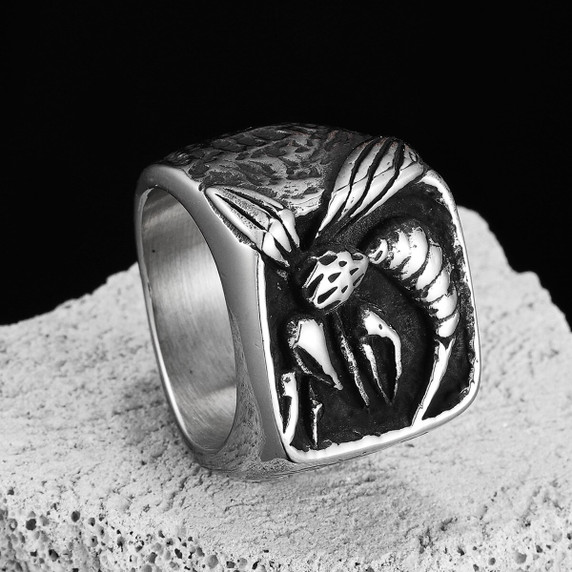 Mens 316L No Fade Stainless Steel Mosquito Symbolism Rings