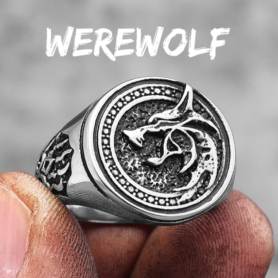 Mens Solid Stainless Steel No Fade Howling Werewolf Paw Unique Rings