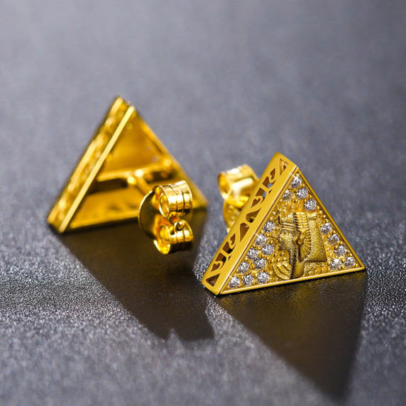 Ancient African Pyramid Pharaoh D Color VVS Diamond Solid 925 Hip Hop Earrings