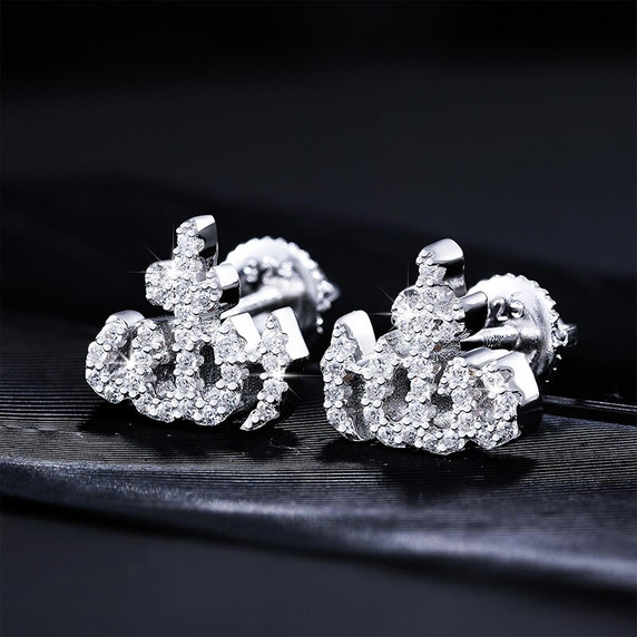 Iced Blinged Out 925 Solid Silver Genuine VVS Diamond Allah Spiritual Earrings