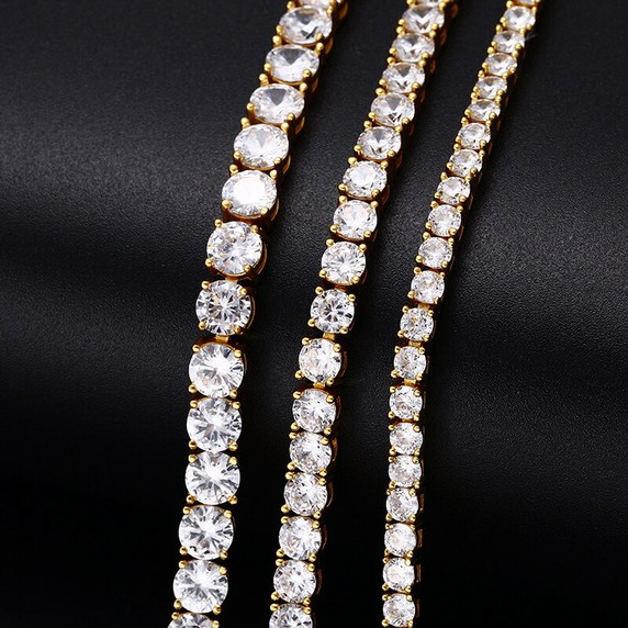 Flooded Ice Fashion Iced Blinged Out 3mm/4mm 3A Zircon Stone Tennis Bracelets