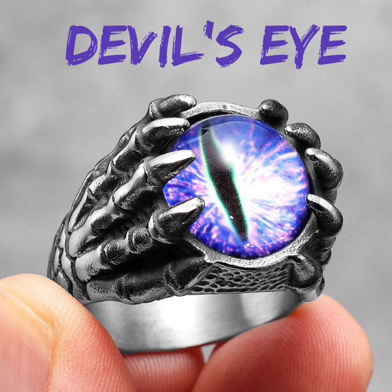 All New No Fade Solid Stainless Steel Devils Eye Street Wear Unique Bling Rings