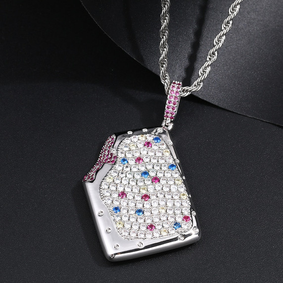 18k Gold 925 Silver Pop Tart Iced Blinged Out Pendant Hip Hop Chain Necklace