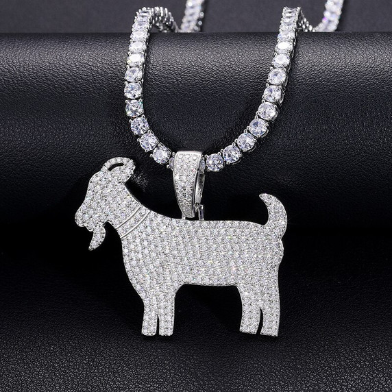 Blinged Out Solid 925 Silver Genuine VVS Moissanite Diamond Goat Hip Hop Chain Pendant