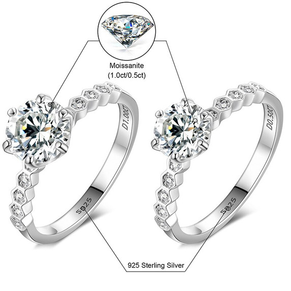 Ladies Genuine VVS Diamond Solid Sterling Silver 925 0.5/1ct Luxury Bling Resizable Rings