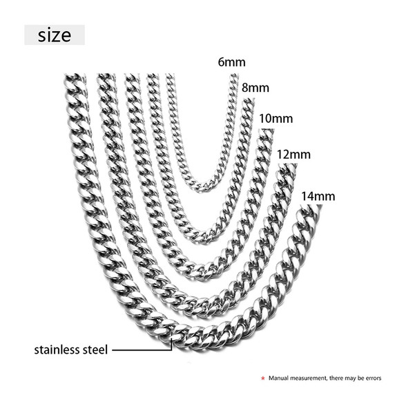 Mens No Fade Solid Stainless Steel Hip Hop Miami Cuban Curb Link Chain Necklace