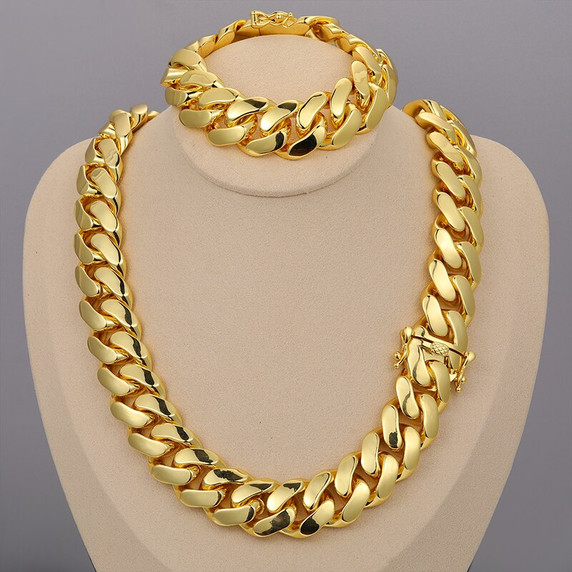 18k Gold 925 Silver 20mm Heavy Luxury Solid Miami Cuban Link Chain Necklace