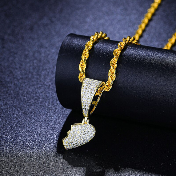 Genuine D Color VVS Moissanite Solid Sterling Silver Broken Heart Micro Chain Necklace
