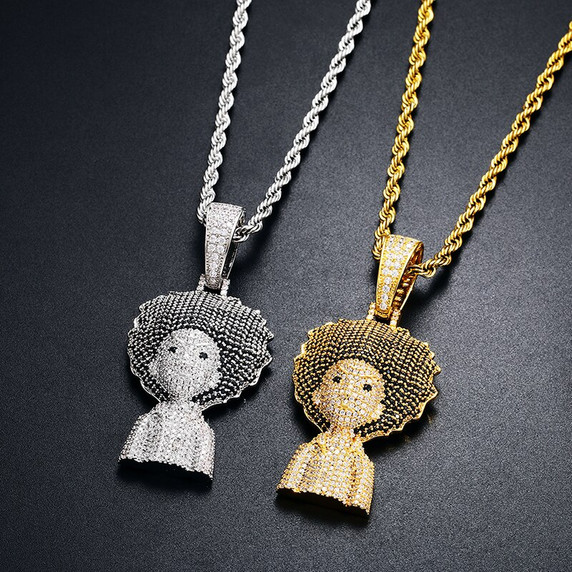 Flooded Ice Boondocks Inspired Riley Hip Hop Pendant Chain Necklace