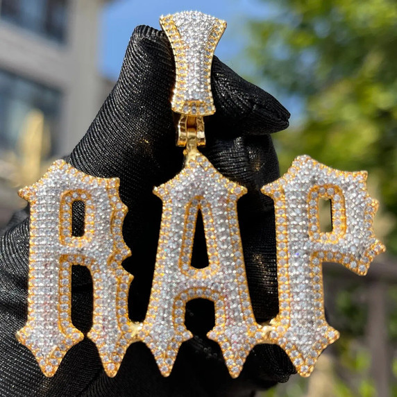 Custom Trap Star Prong Set Dancing Stones Iced Personalize Hip Hop Name Plate Pendant