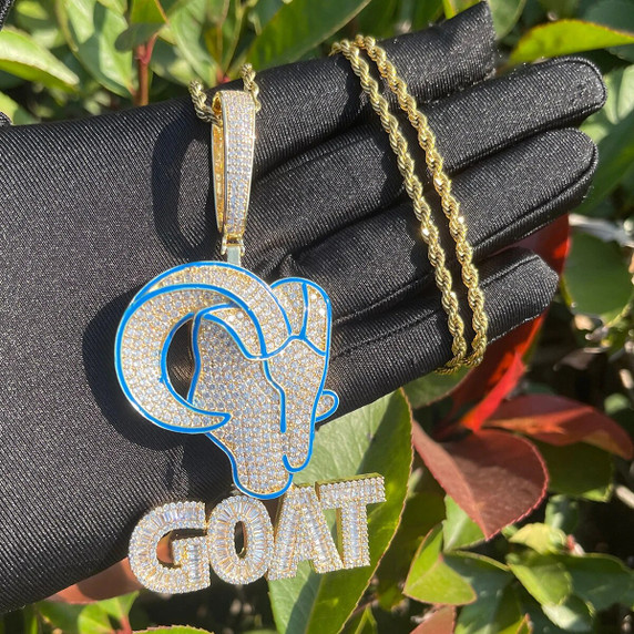 The Goat Greatest Of All Time Hip Hop Iced Blinged Out Luxury Prong Set Pendant