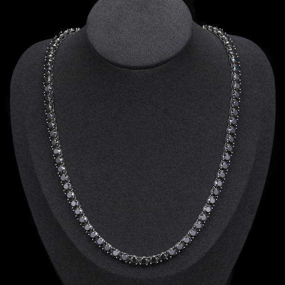 Genuine VVS Black Diamond Solid 925 Silver Black iced Blinged Out Tennis Bracelets & Chains