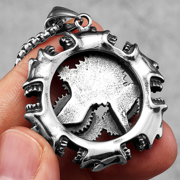 Scream Machine Steampunk Goth 316L Stainless Steel Mechanical Gear Street Style Pendant