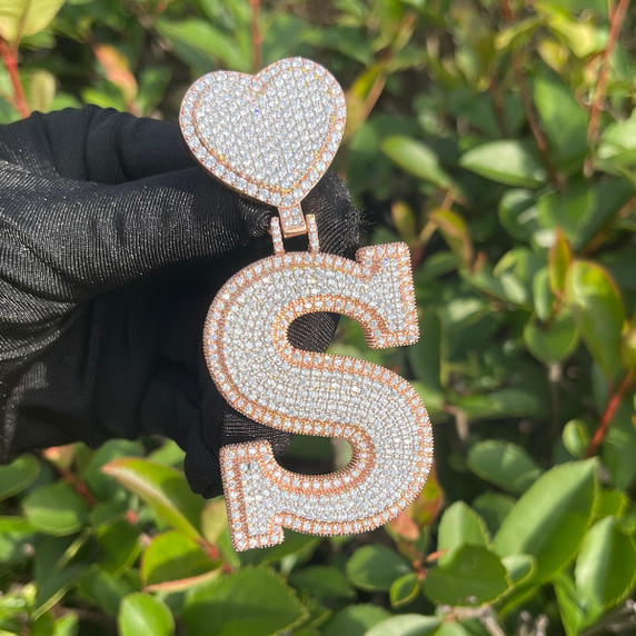 Regal Love | Ladies Custom Heart Bail Initial Iced Pendant Necklace